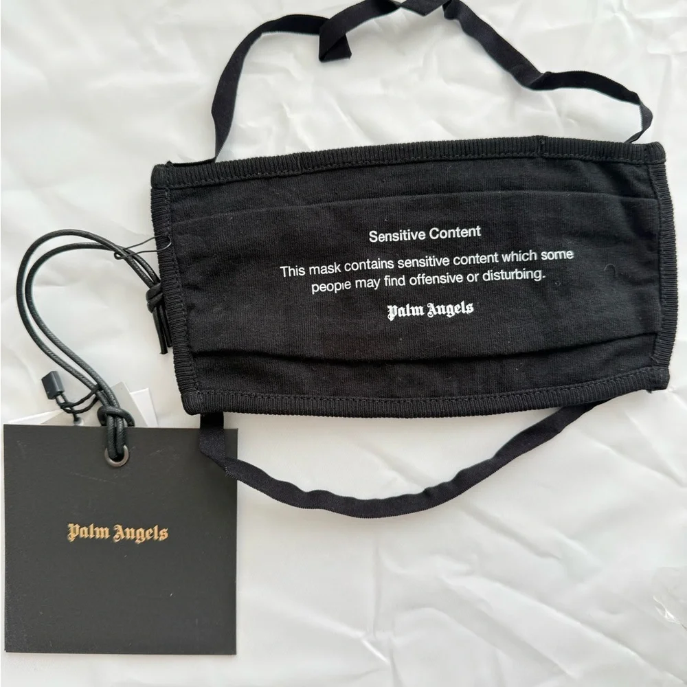 Palm Angels Black Mask with White Text